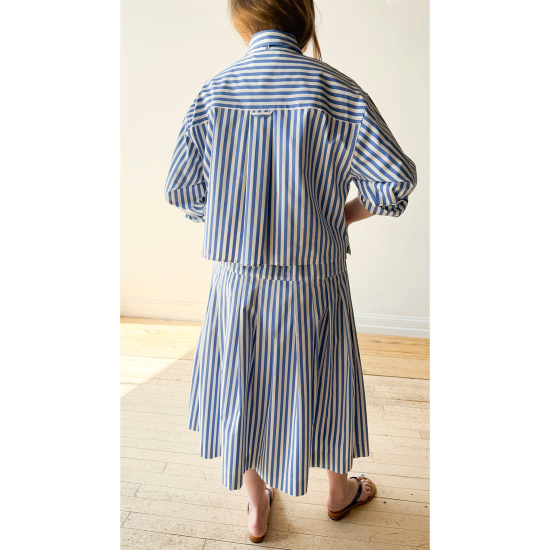 Kasmaria Cropped Shirt with Tie in Yarn Dye Stripe