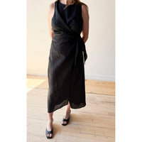 Apiece Apart Gustava Wrap Midi Dress in Black