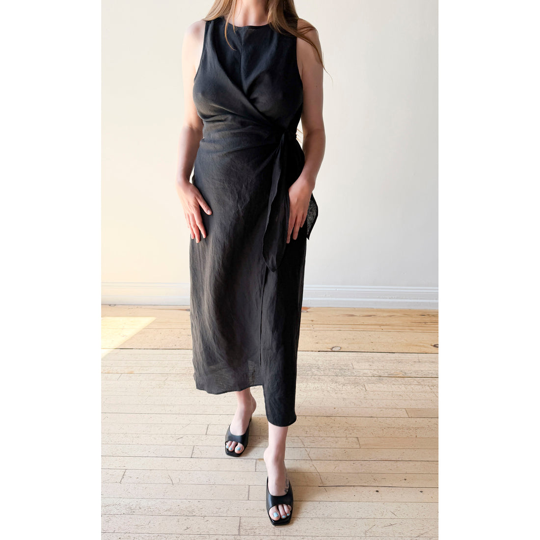 Apiece Apart Gustava Wrap Midi Dress in Black