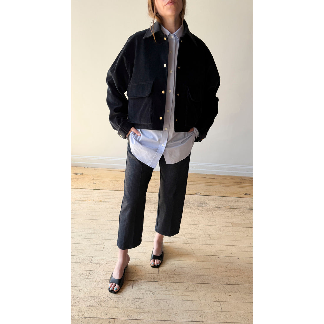 Maria McManus Cropped A-Line Jacket in Navy