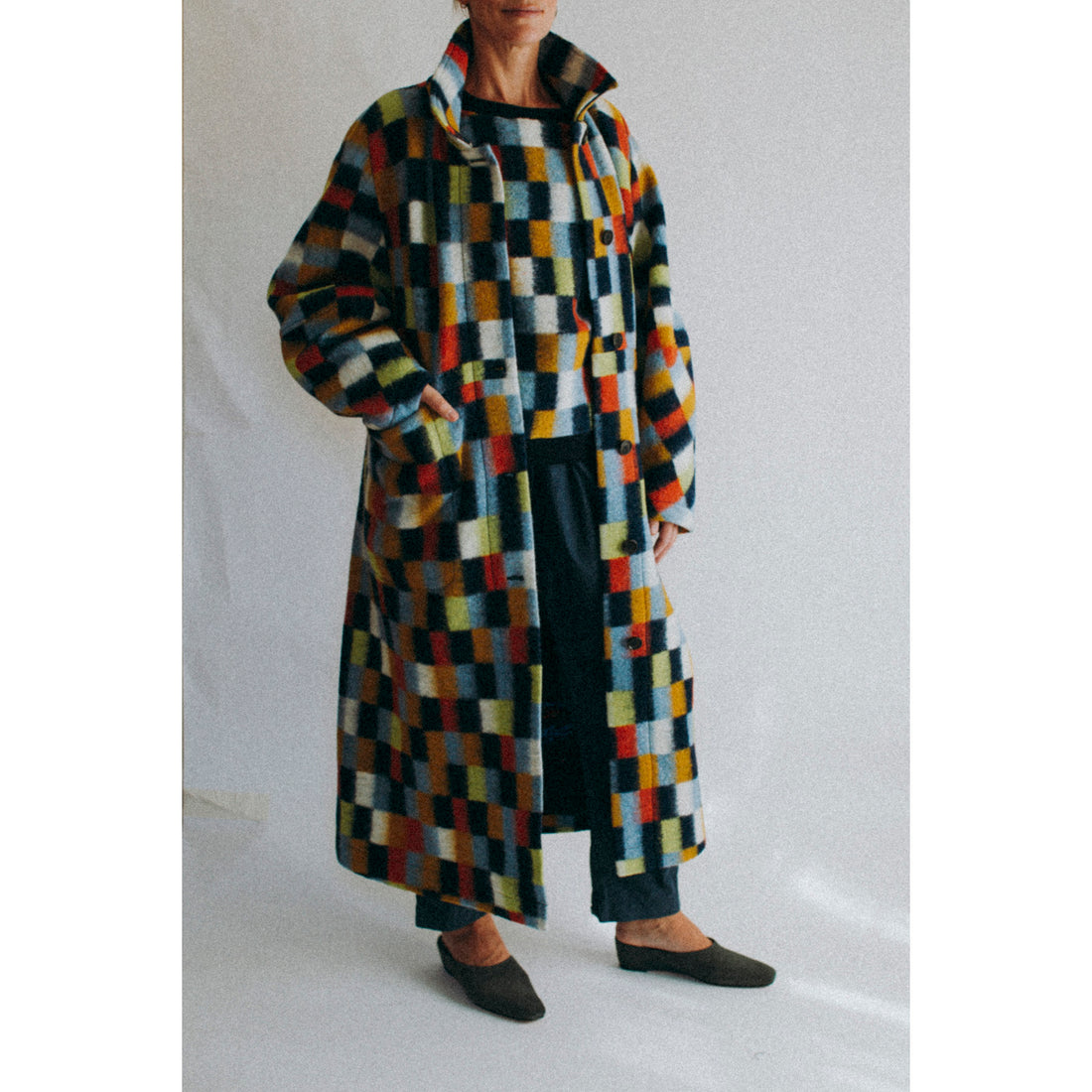 Henrik Vibskov Banana Coat in Brushed Squares