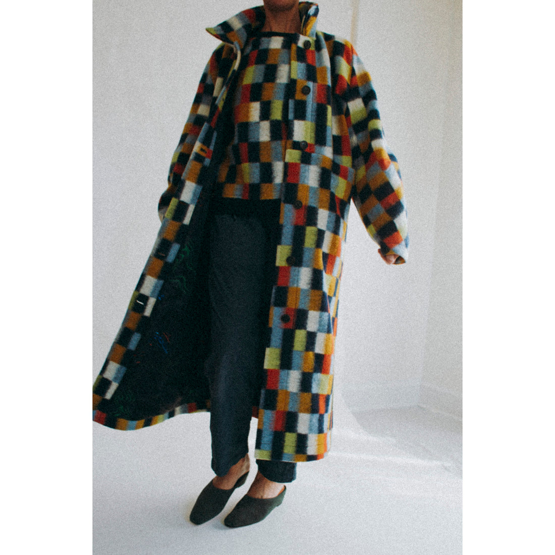 Henrik Vibskov Banana Coat in Brushed Squares