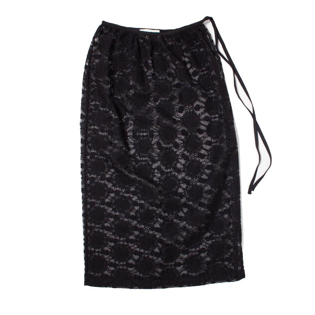 Proche Embroidered Tulle Slip Skirt in Black