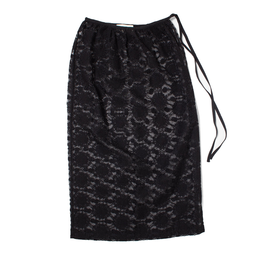 Proche Embroidered Tulle Slip Skirt in Black