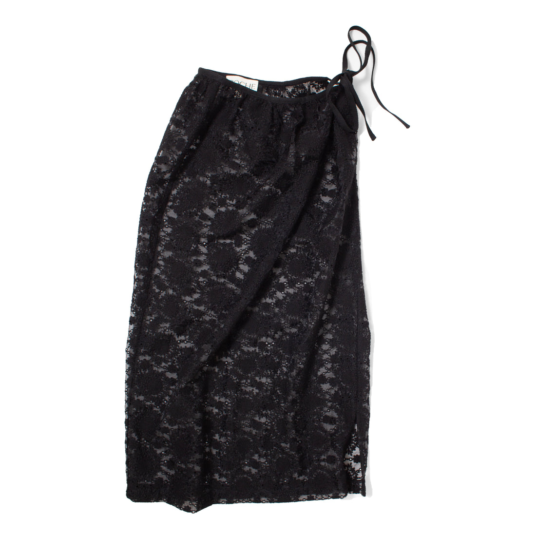 Proche Embroidered Tulle Slip Skirt in Black