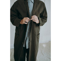 Black Crane Crinkled Coat in Charcoal