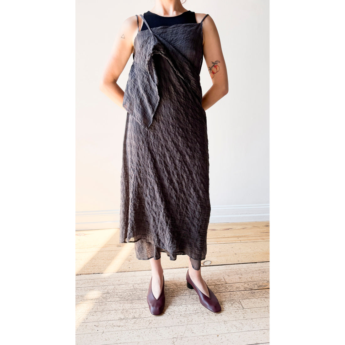 Hope Occasion Dress in Grey Check Voile