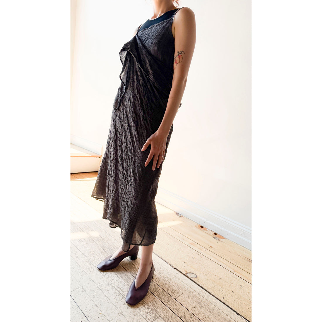 Hope Occasion Dress in Grey Check Voile