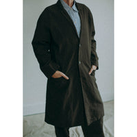 Black Crane Crinkled Coat in Charcoal