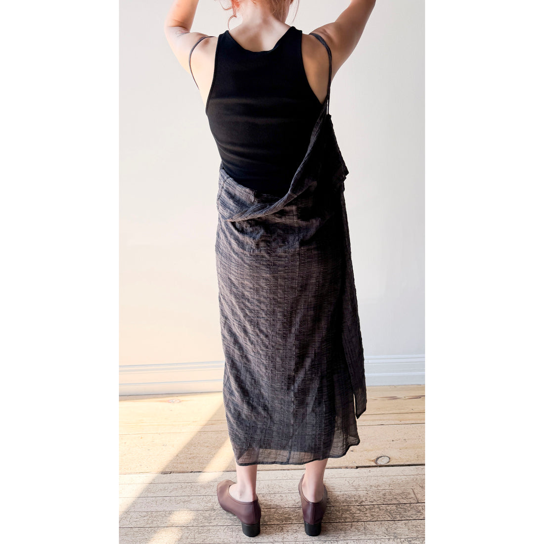 Hope Occasion Dress in Grey Check Voile