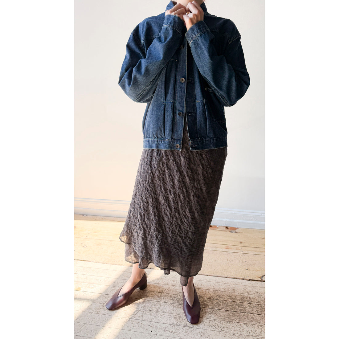 Hope Occasion Dress in Grey Check Voile