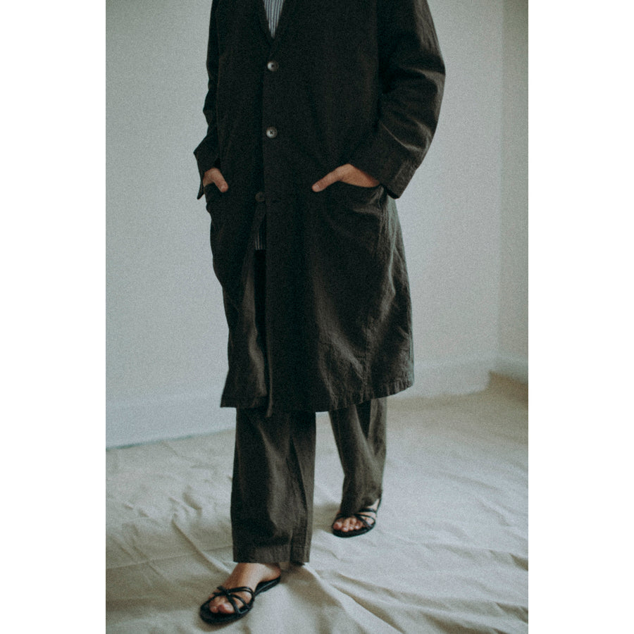 Black Crane Crinkled Coat in Charcoal