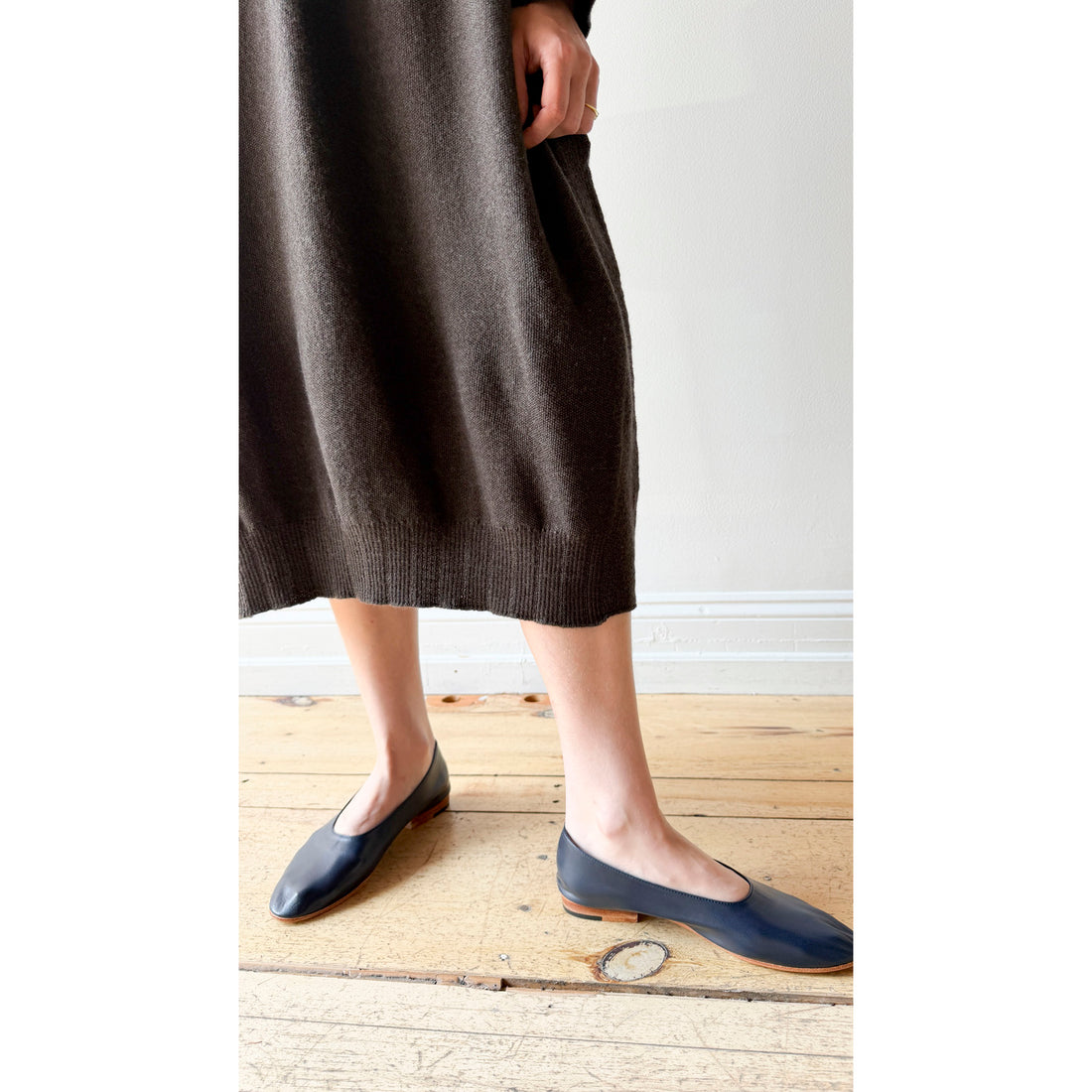 Pas de Calais Airy Merino Wool Patterned Panel Switch Dress in Khaki