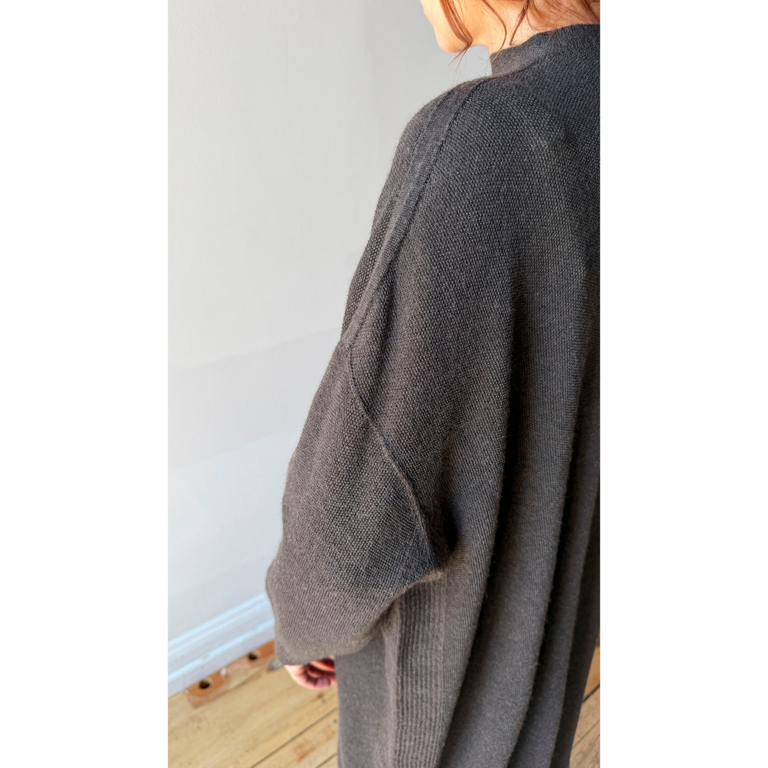 Pas de Calais Airy Merino Wool Patterned Panel Switch Dress in Khaki