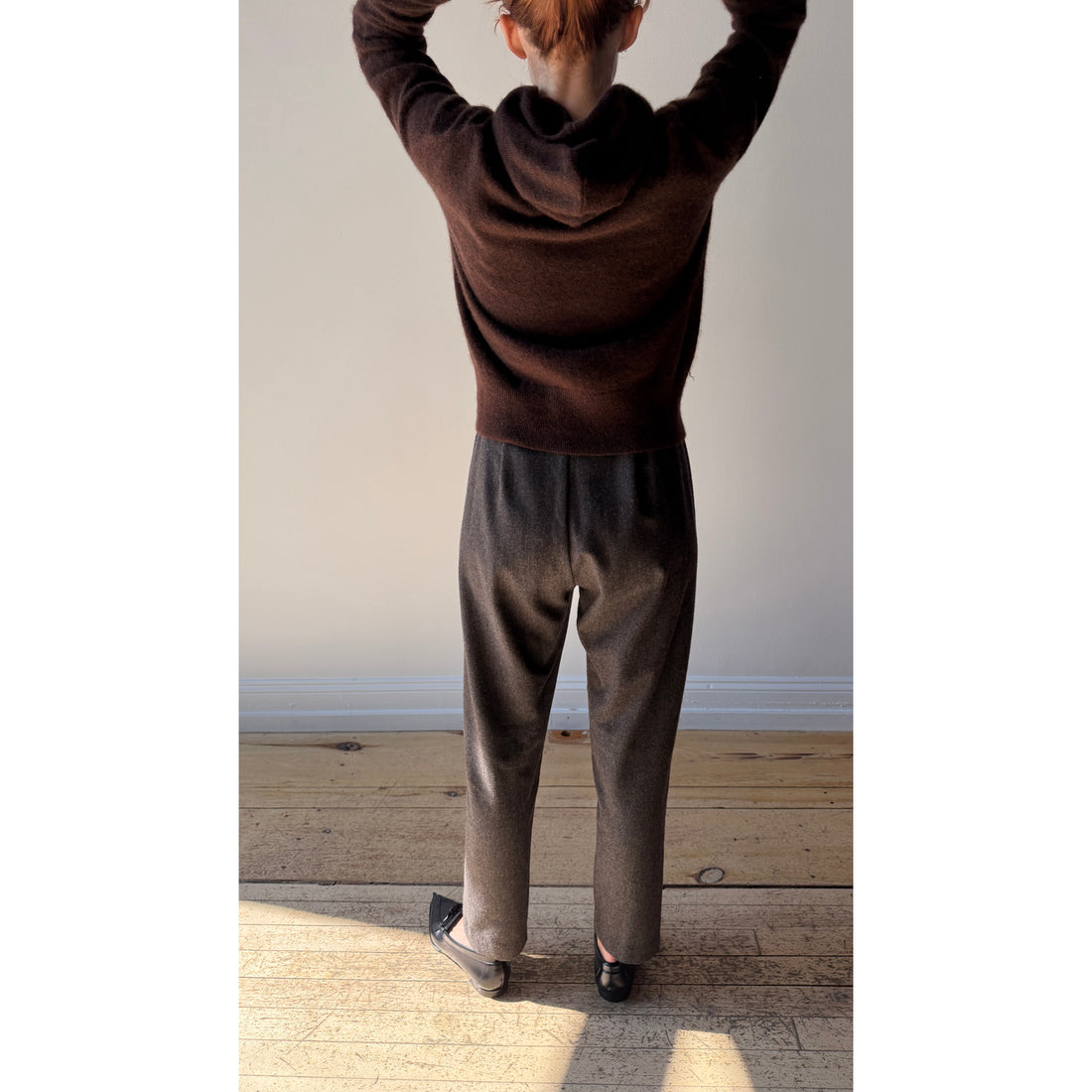 Pas de Calais Eco Wool Tweed Tapered Pants in Brown