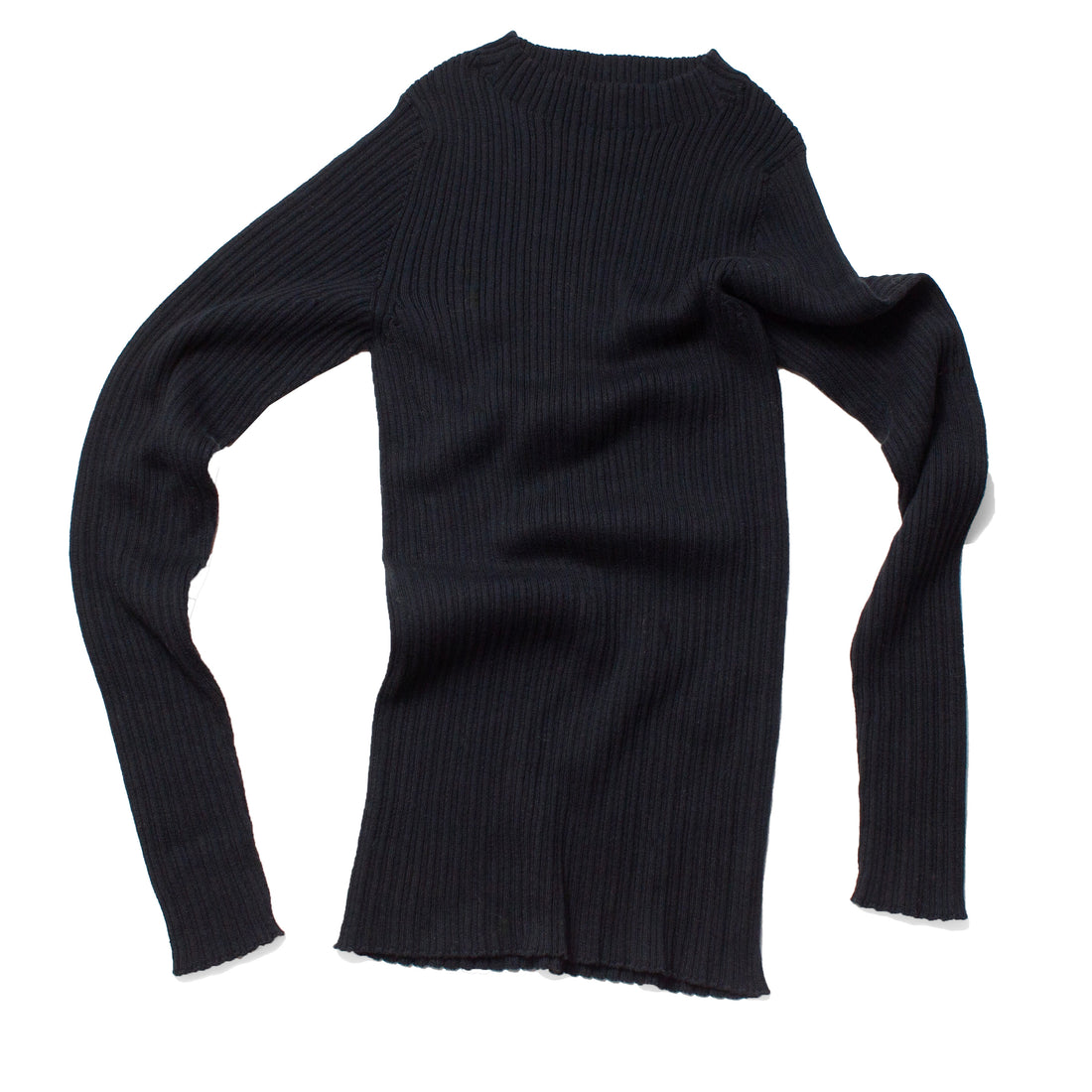 Ichi Antiquités Japan Wholegarment Rib Knit Pullover in Black
