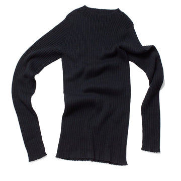 Ichi Antiquités Japan Wholegarment Rib Knit Pullover in Black
