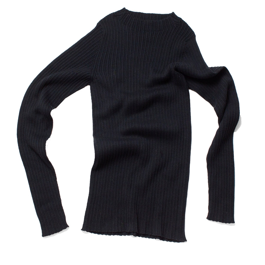 Ichi Antiquités Japan Wholegarment Rib Knit Pullover in Black