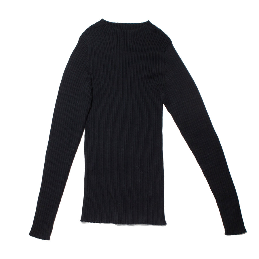 Ichi Antiquités Japan Wholegarment Rib Knit Pullover in Black
