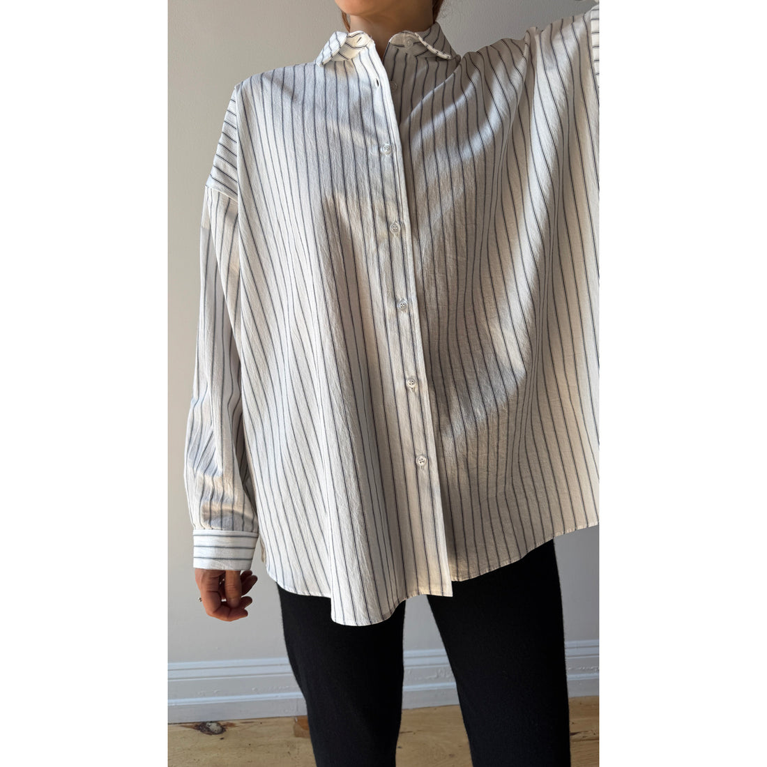 Fabiana Pigna Segun Blouse in Black White Pinstripe