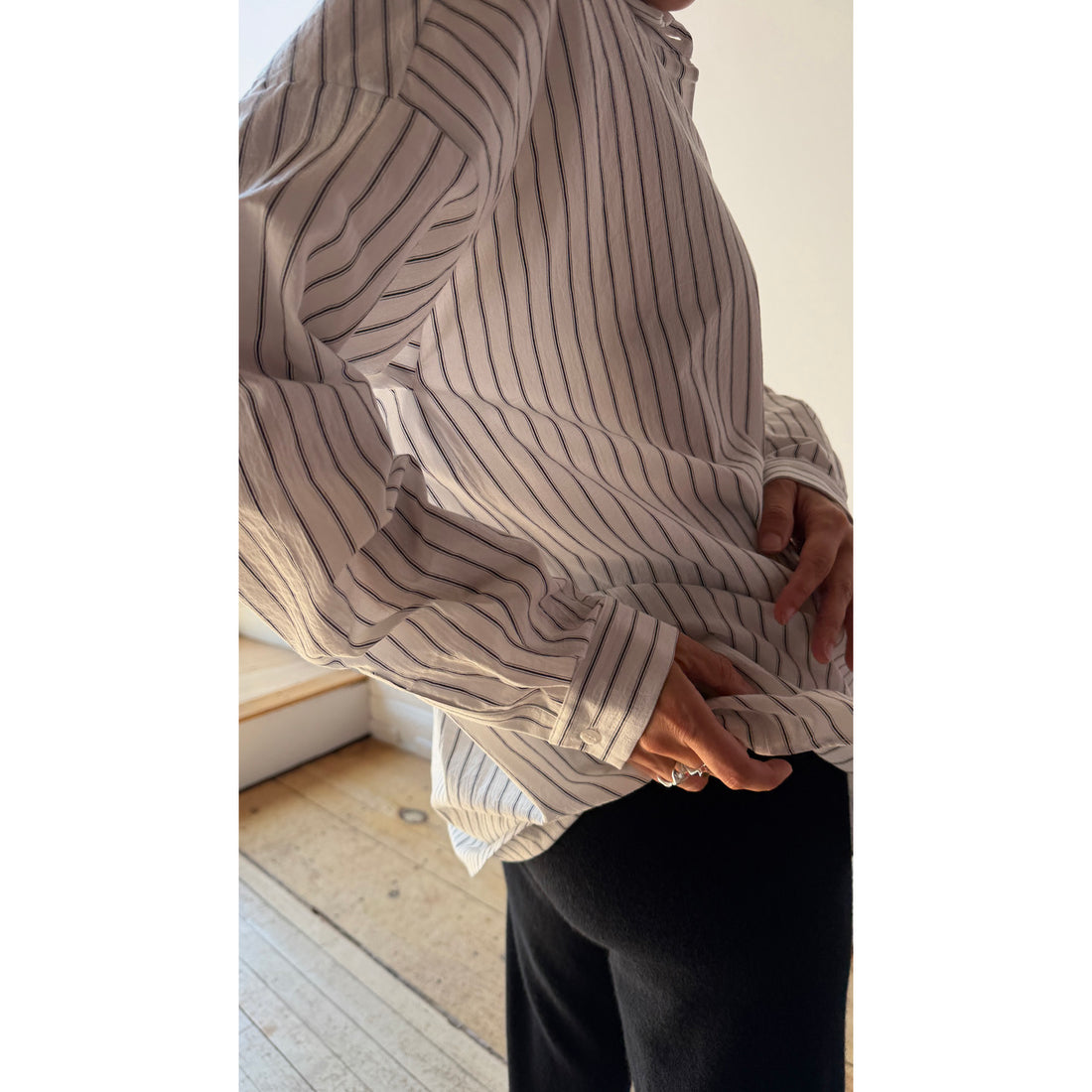 Fabiana Pigna Segun Blouse in Black White Pinstripe