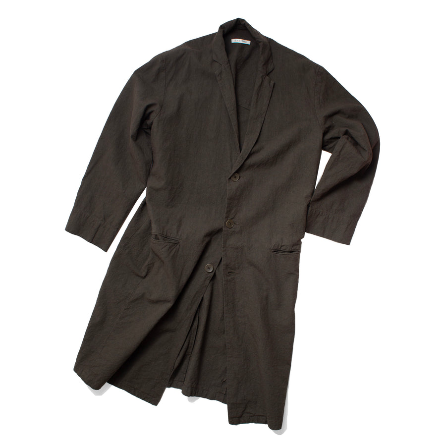 Black Crane Crinkled Coat in Charcoal