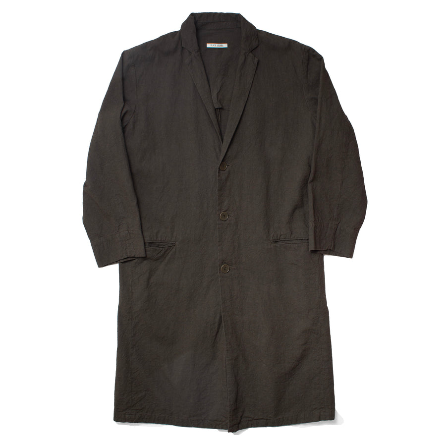 Black Crane Crinkled Coat in Charcoal