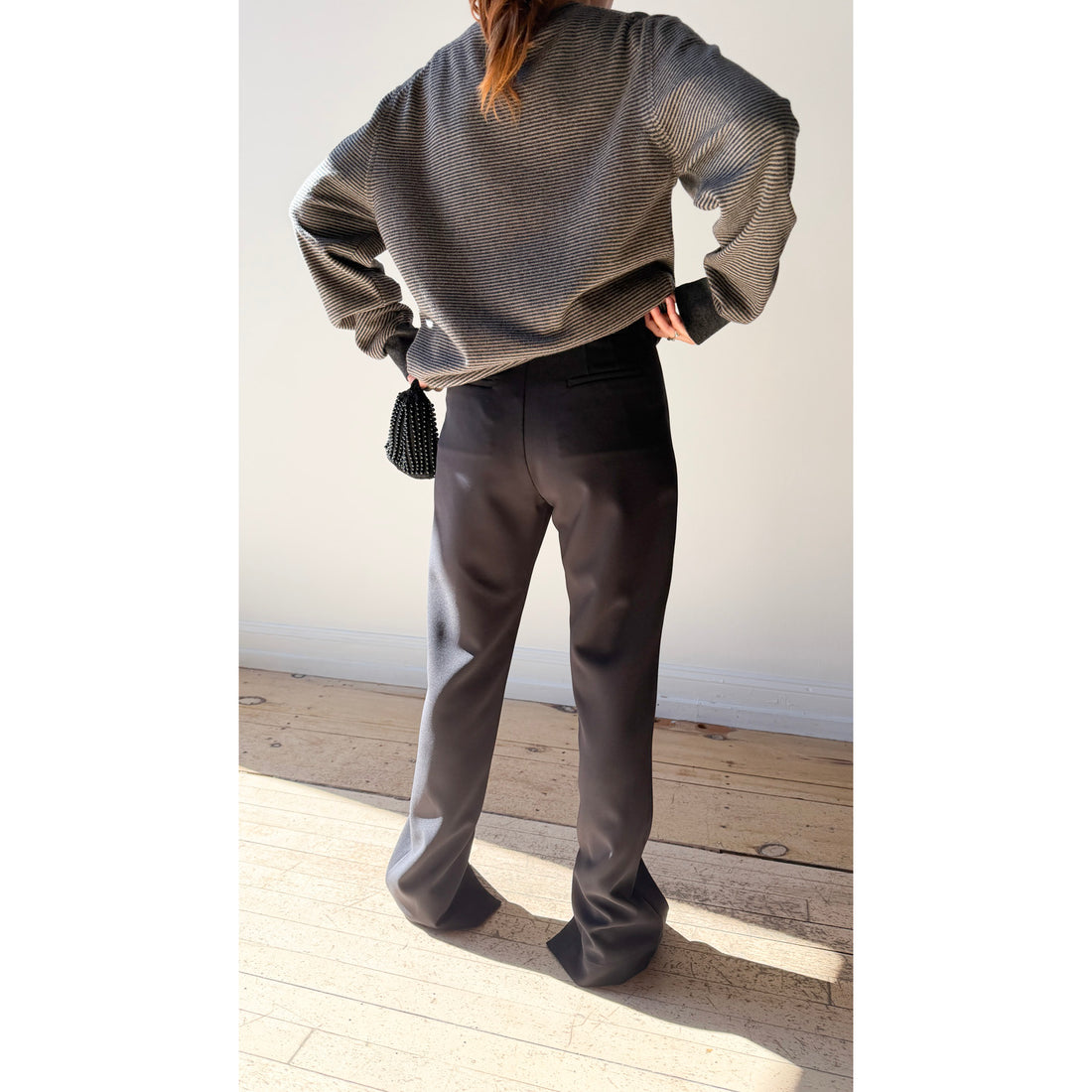 Margaret Howell Feeder Stripe Crew Neck in Charcoal