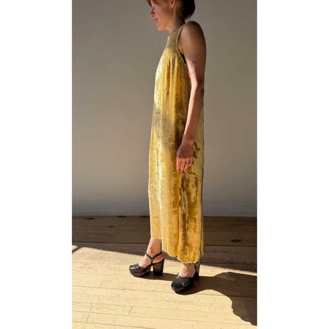 6397 Selvedge Shift Dress in Gold