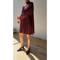 Carleen Smock Mini Dress in Mauve Microplaid