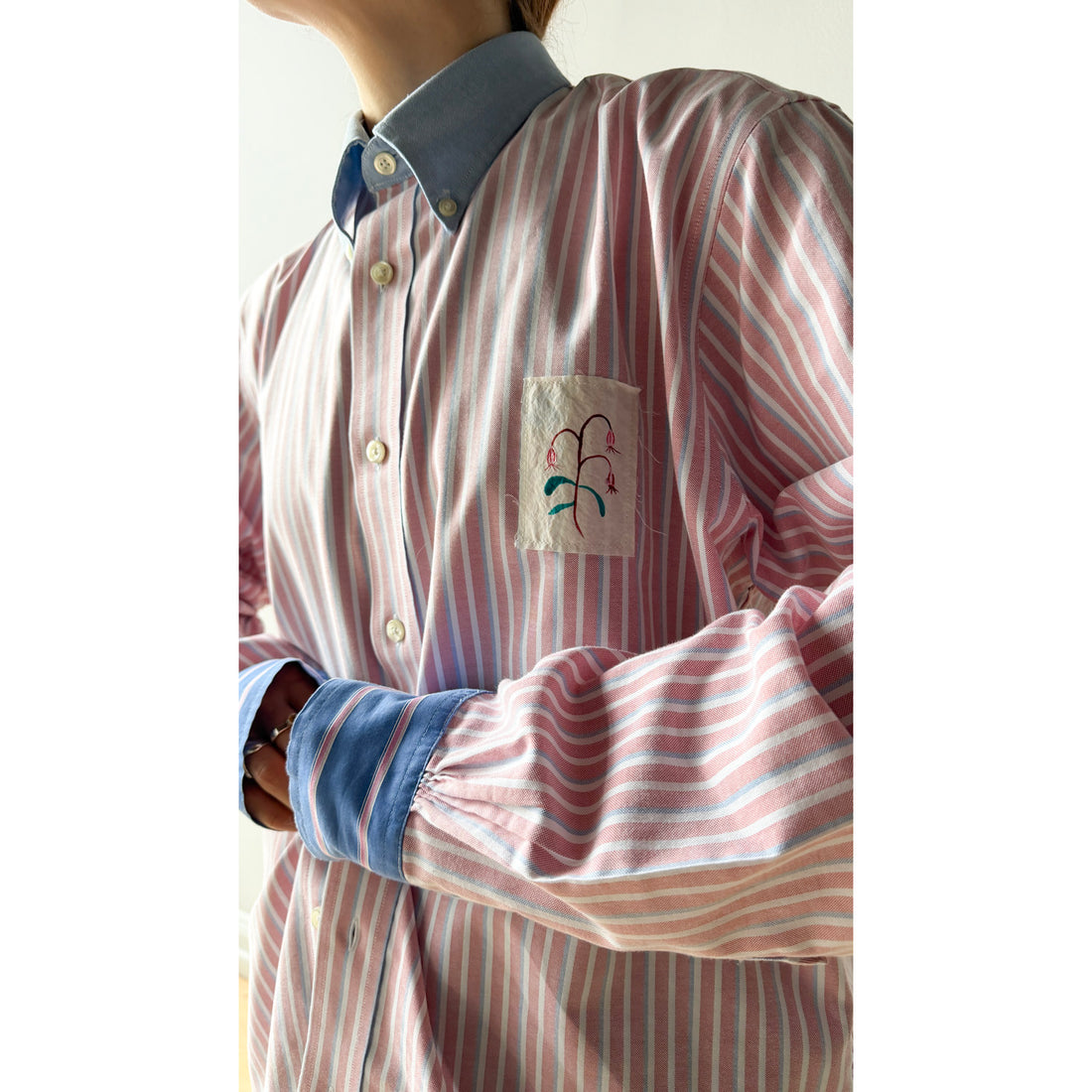 PROCHE x Cabine Floral Stamp Upcycled Shirt in Pink
