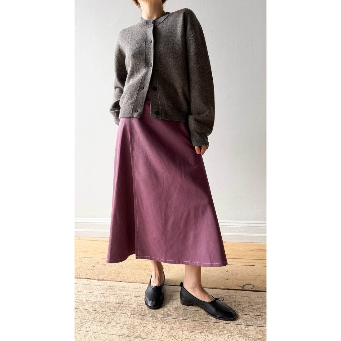 Studio Nicholson Arvine Crew Neck Cardigan in Mouse