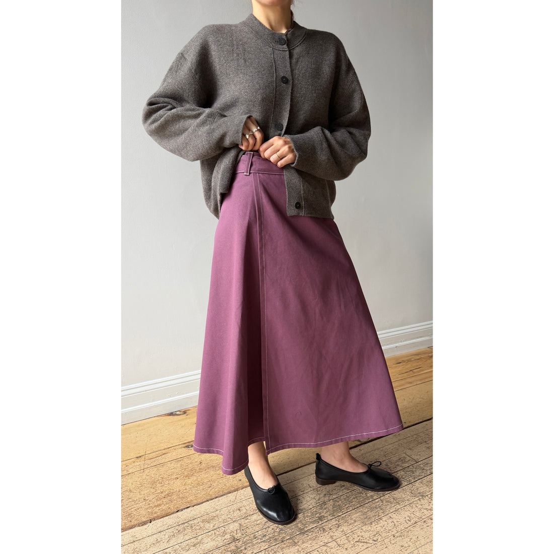 Carleen Louise Wrap Skirt in Mauve Canvas