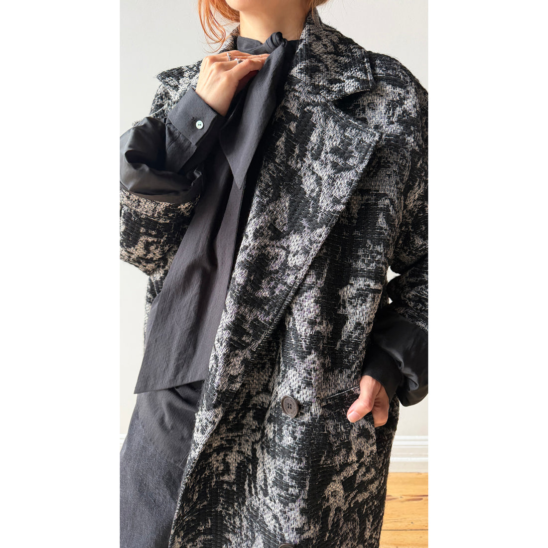 Henrik Vibskov Dimout Coat in Black 3D White