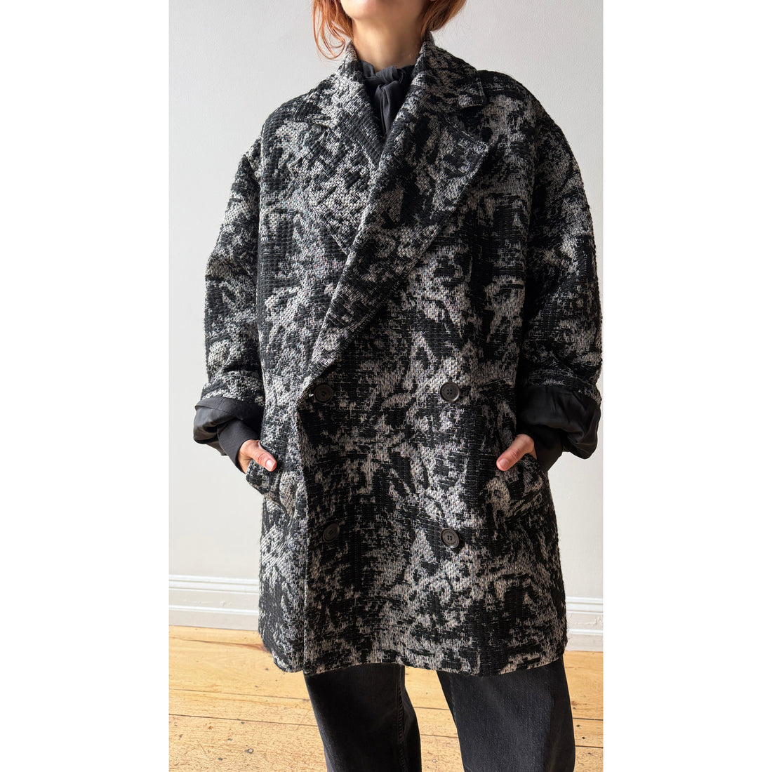 Henrik Vibskov Dimout Coat in Black 3D White