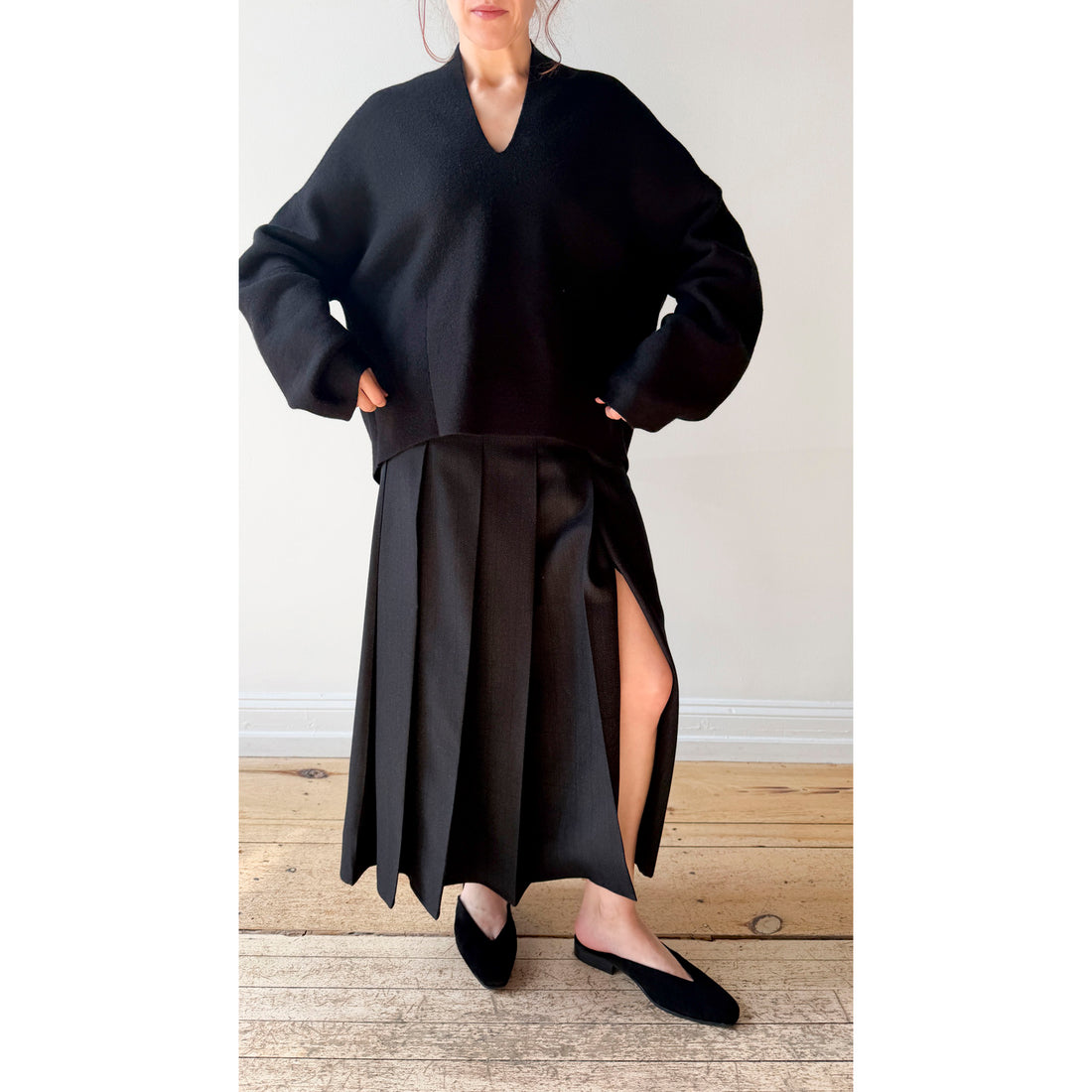 Lauren Manoogian Double Knit Split Neck in Black