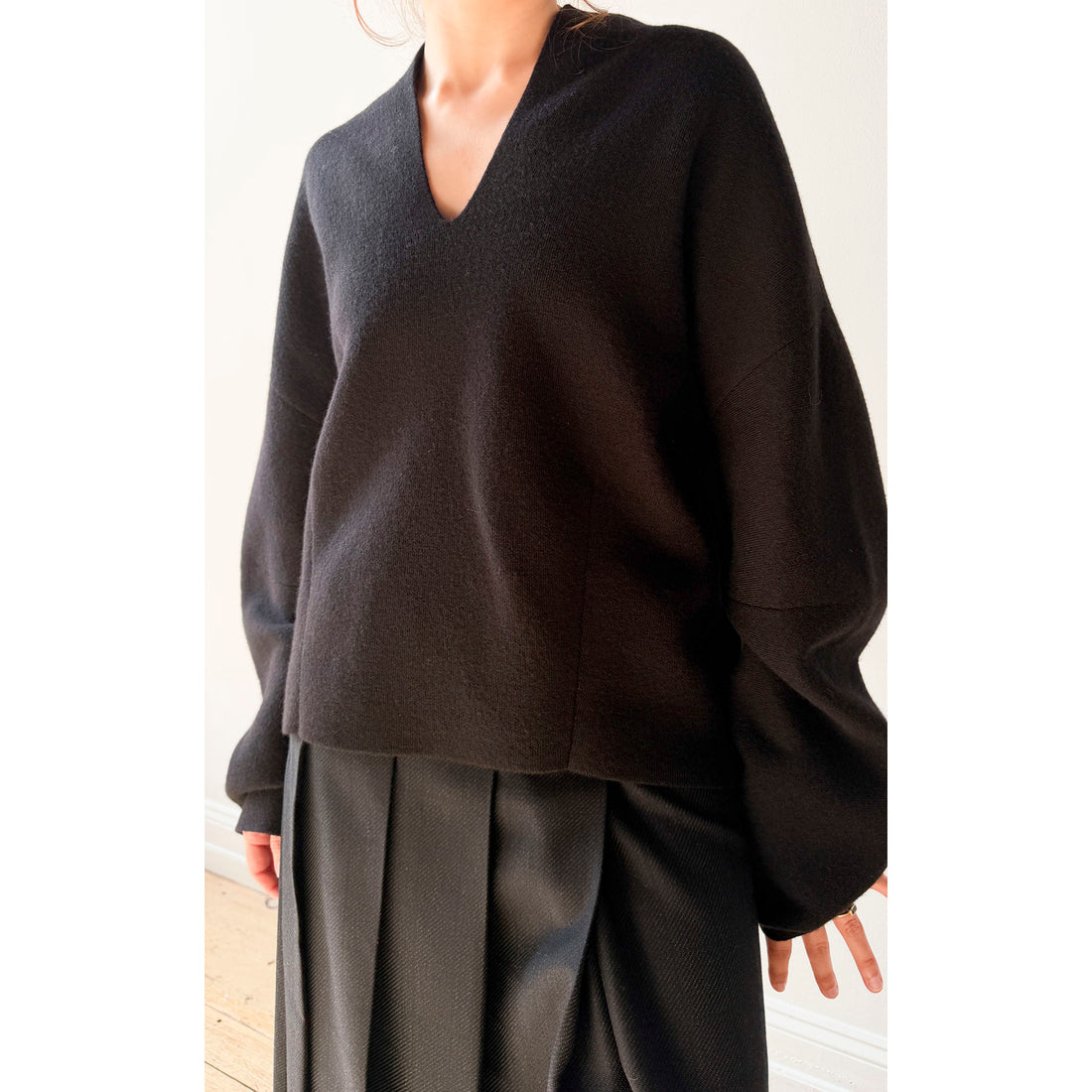 Lauren Manoogian Double Knit Split Neck in Black