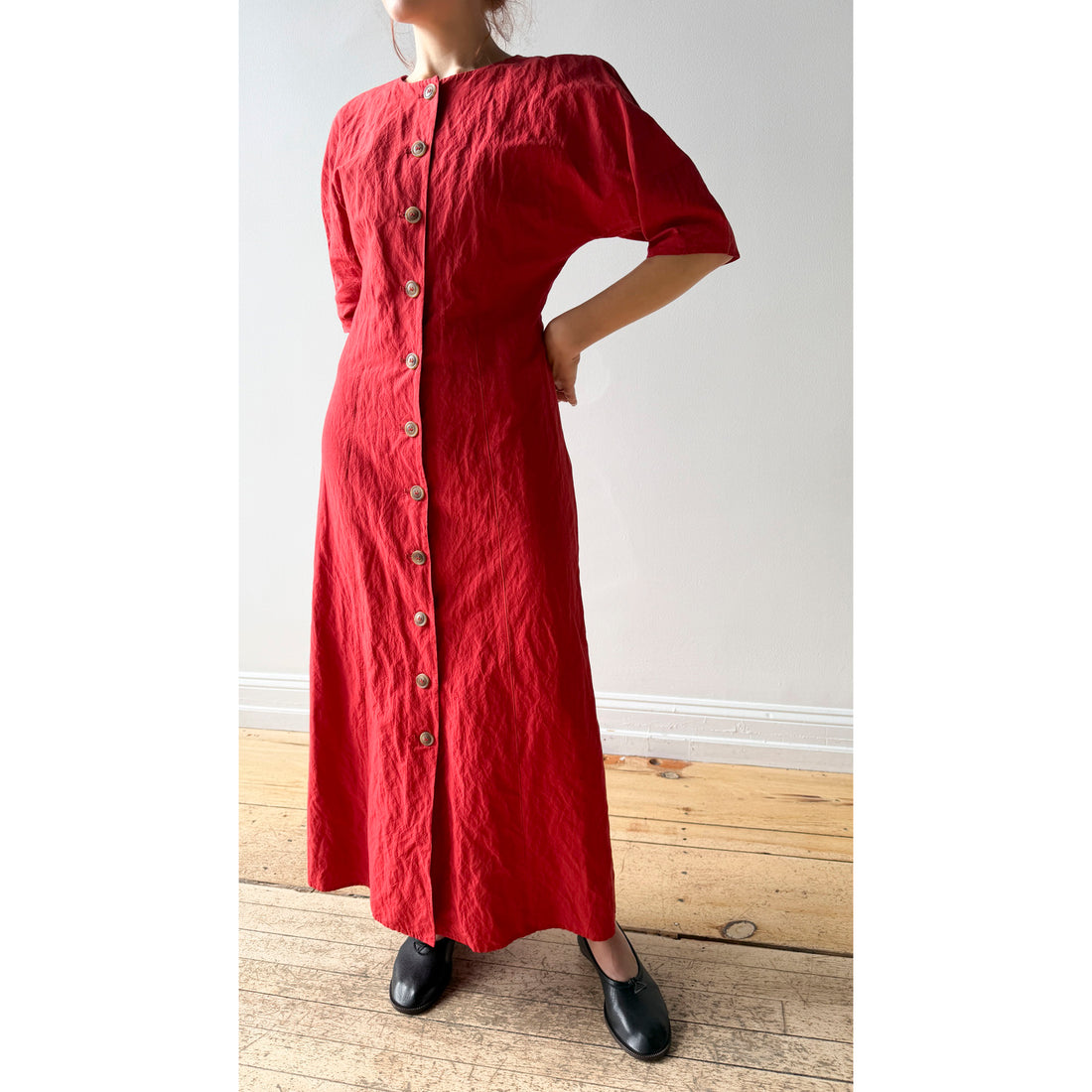 Apiece Apart Noor Button-Front Maxi Dress in Riding Red
