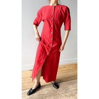 Apiece Apart Noor Button-Front Maxi Dress in Riding Red