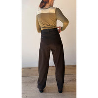 Auralee Fluffy Cashmere Nylon Contrast Tee in Brown x Light Yellow
