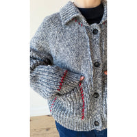 Henrik Vibskov Stitch Cardigan in Red Stitch Grey Melange