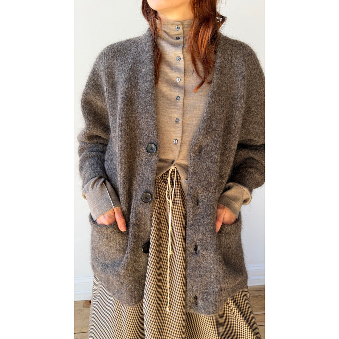 Sayaka Davis Mohair Cardigan in Ash Brown