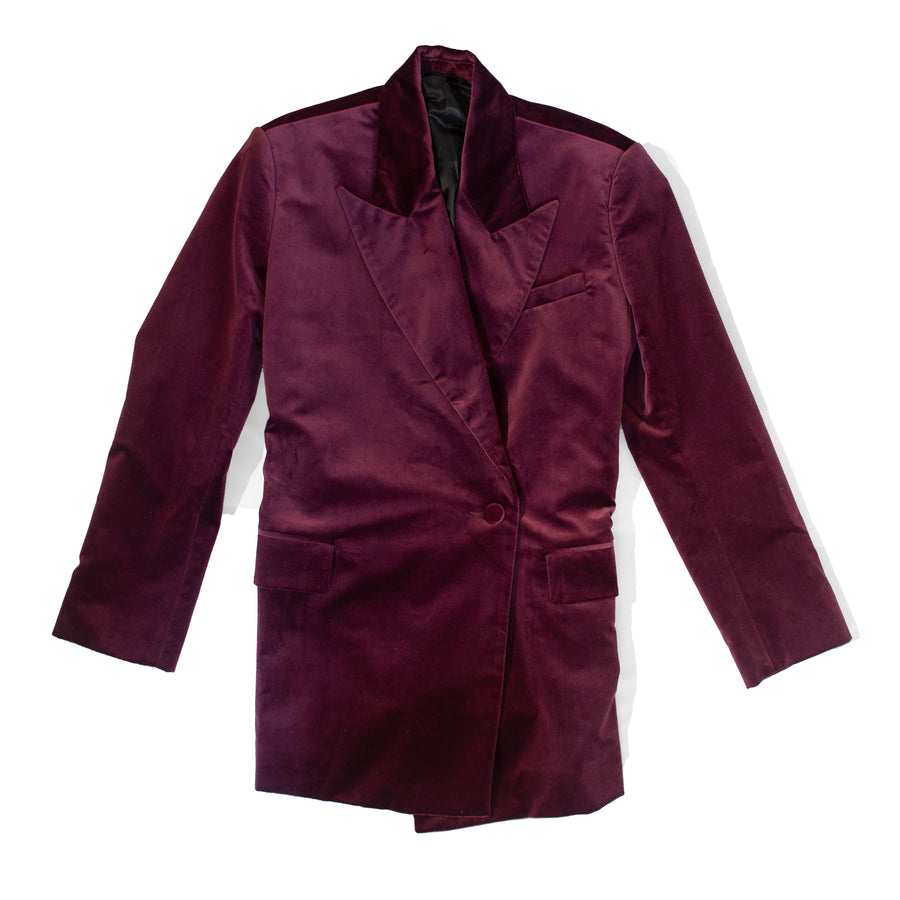 Rodebjer Stand Velvet Blazer in Winetasting