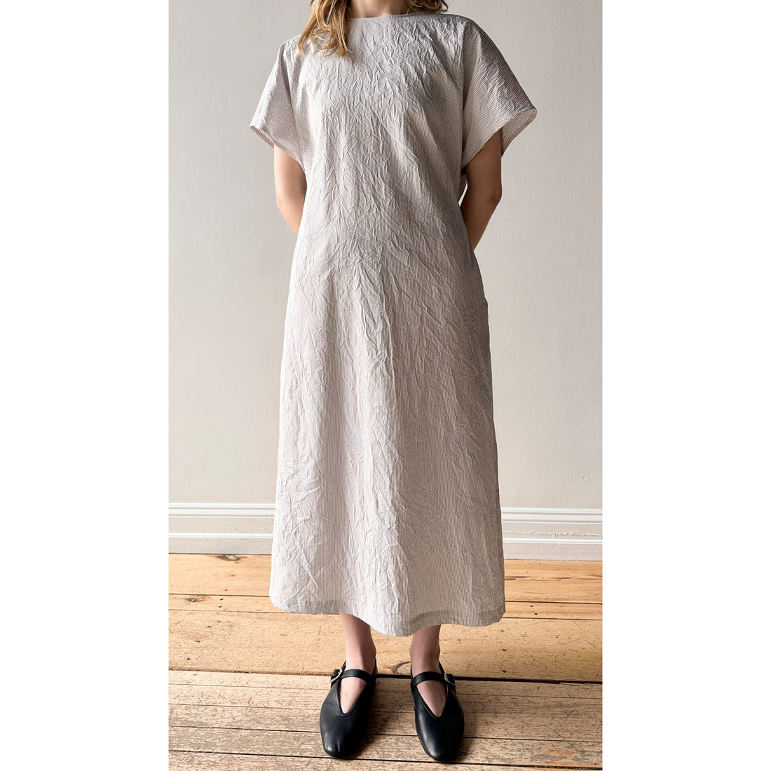 Nicholson & Nicholson Eve Dress in Grey Stripes