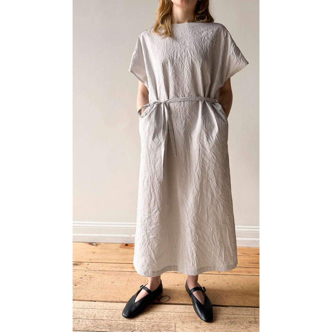 Nicholson & Nicholson Eve Dress in Grey Stripes