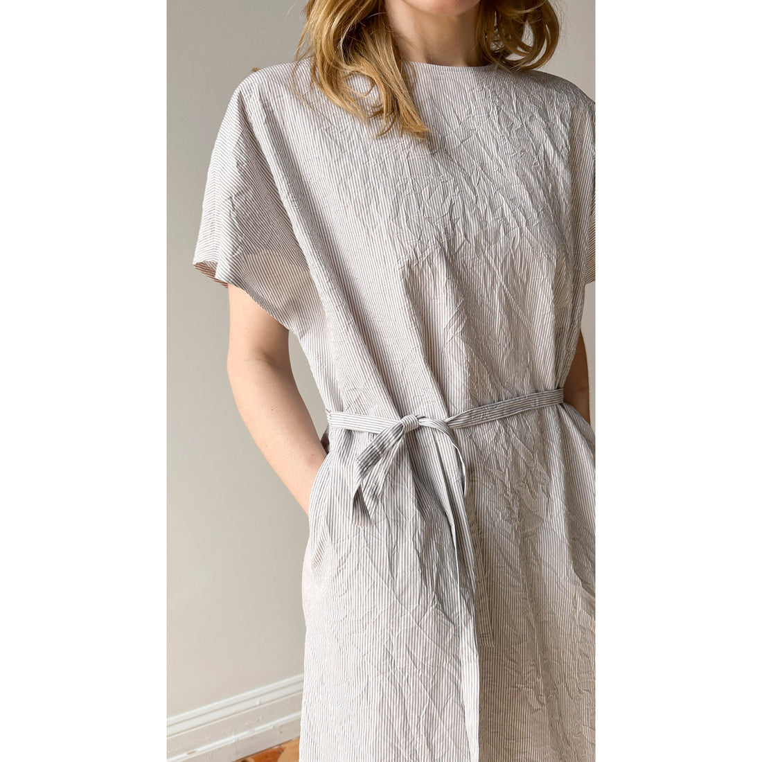 Nicholson & Nicholson Eve Dress in Grey Stripes