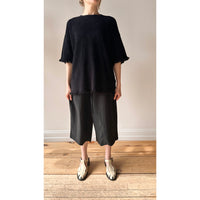 Maria McManus Drop Shoulder Fray Crew in Black