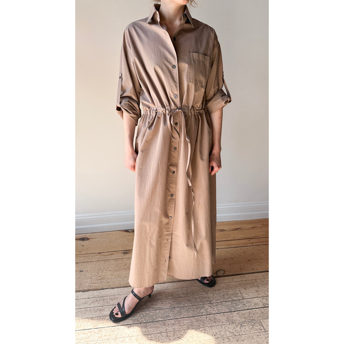 Maria McManus Drawstring Shirt Dress in Mouseback