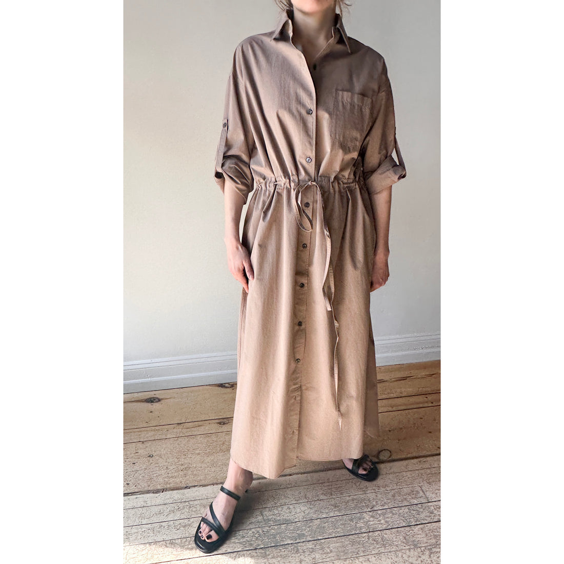 Maria McManus Drawstring Shirt Dress in Mouseback
