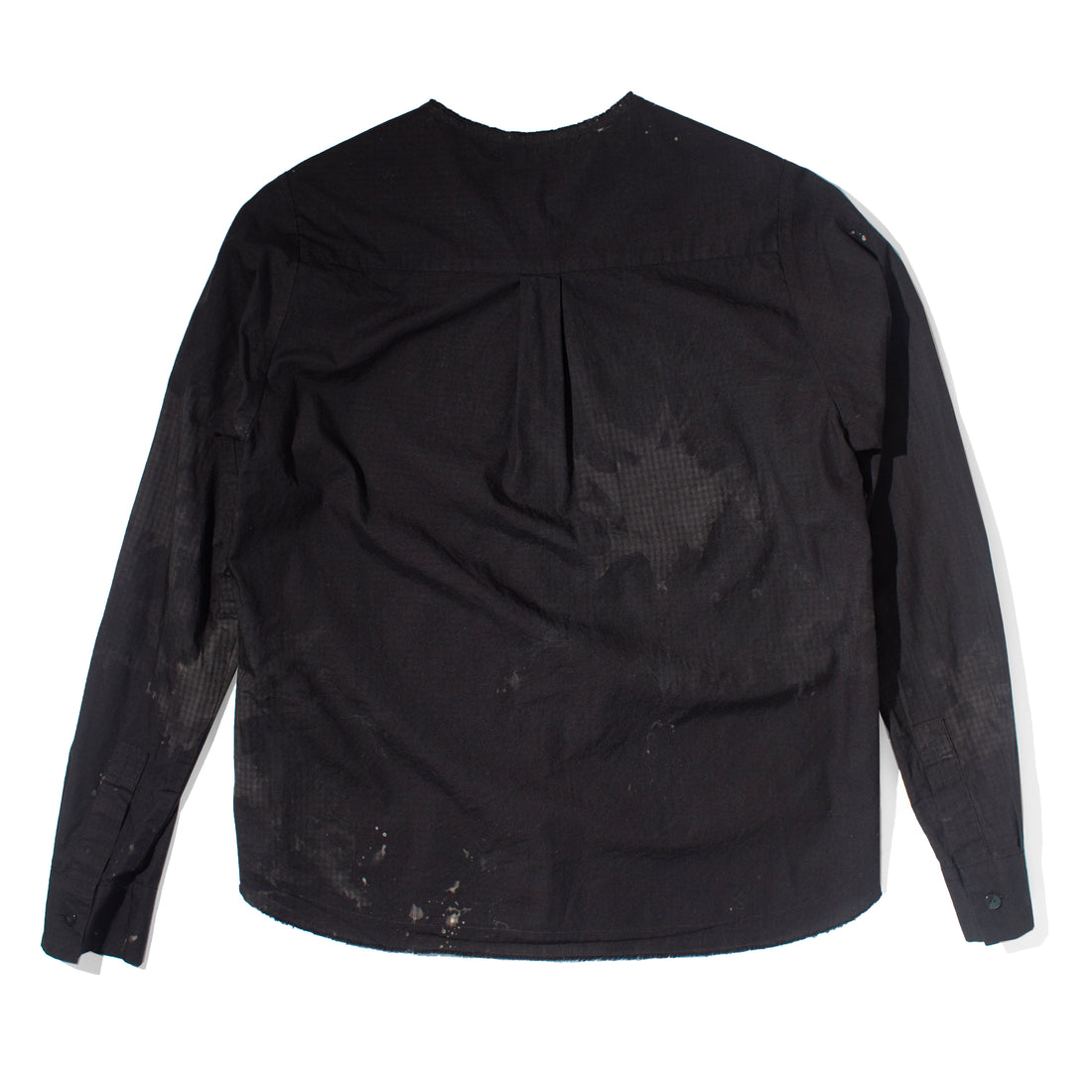 Pas de Calais Cotton Checkered Crewneck Shirt in Black